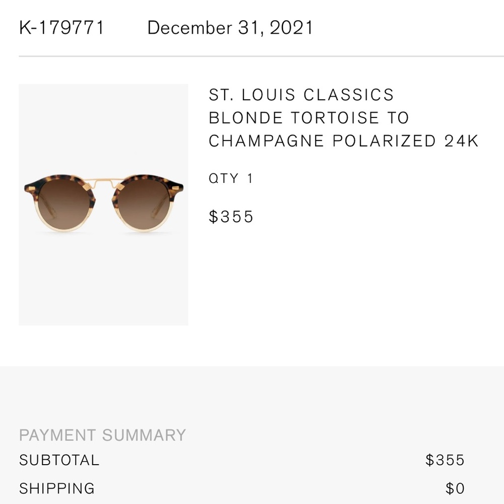 KREWE St. Louis classics blonde tortoise to champagne polarized 24K